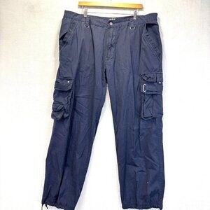 Triple Fat Goose Baggy Cargo Pants Mens 44x34 Navy Blue Utility Pockets Relaxed